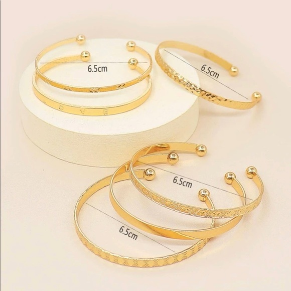 6pcs Textured Metal Bracelet - Picture 4 of 4